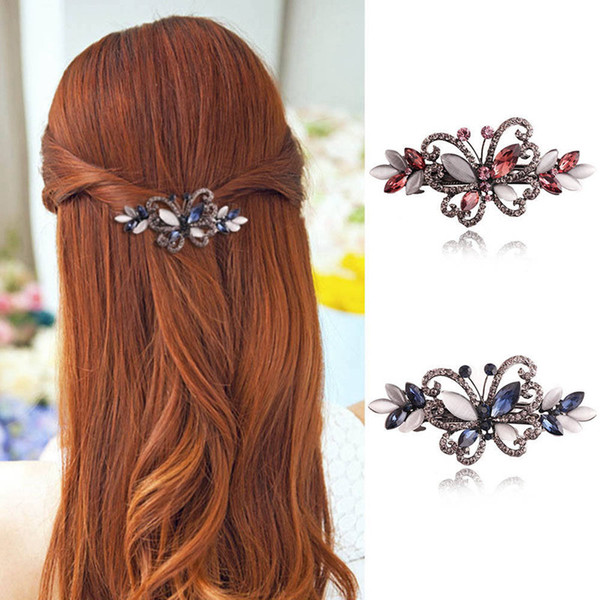 Opals Crystal Butterfly Rhinestone Hair clip Barrette Hairpin Headwear Accessories Hair Jewelry For Woman Girls Wedding