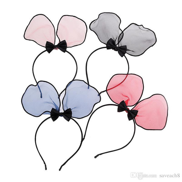 Lovely Girls Long Rabbit Ears Hairband Bunny Girls 4 Colors Chiffon Headbands Hair Band Accessories Newborn Shower Gift