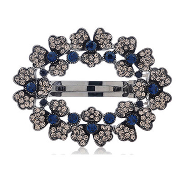 Women Fashion Hollow Rhinestone Hair Clip Hair Accessories Princess Blue Crystal Flower Spring Clip Hair Pins Gifts