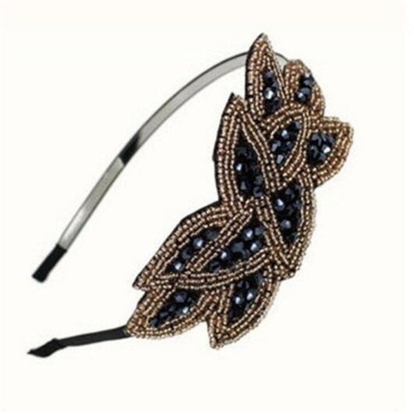 Crystal Beaded Headband Leaf Vintage Inspired Hairband Hair Accessories for Women Wedding Hair Jewelry Korea Headdress Fashion