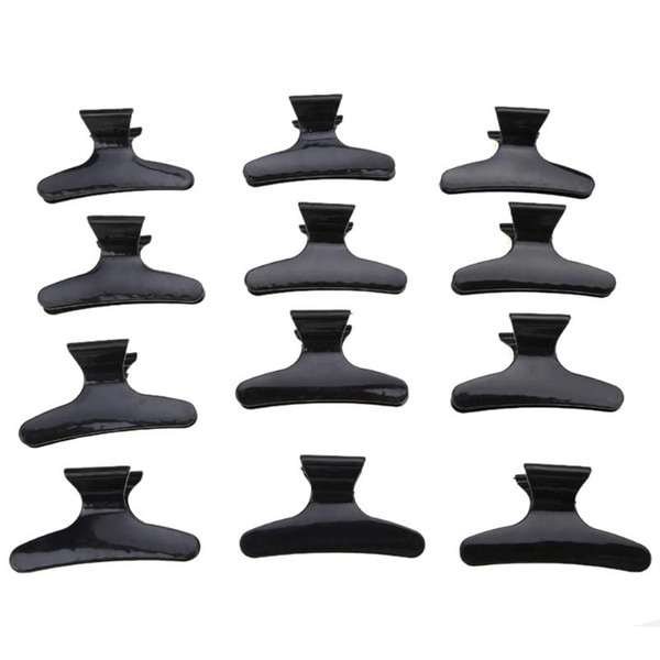 12pcs Salon Hair Clip Claw Section Styling Tools Butterfly Hair Clip Clamps Care Hairpins Pro Hairdressing Tool Black