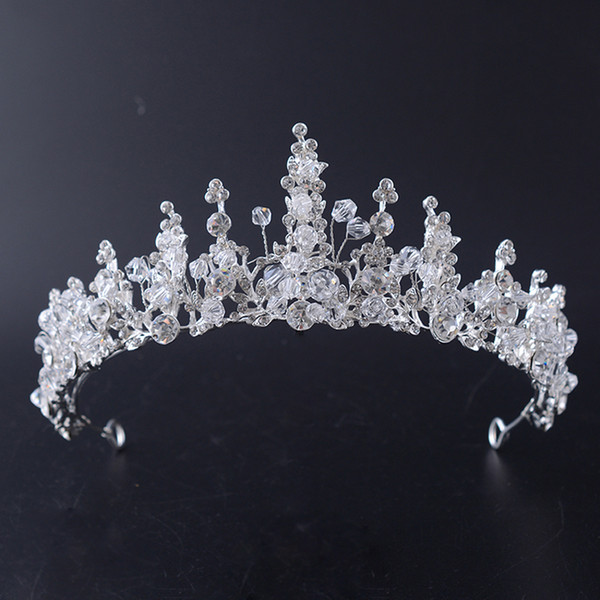 wholesale Wedding Bridal Tiara For Women Clear Beads Headpiece Silver Rhinestone Tiara Hair Accessories
