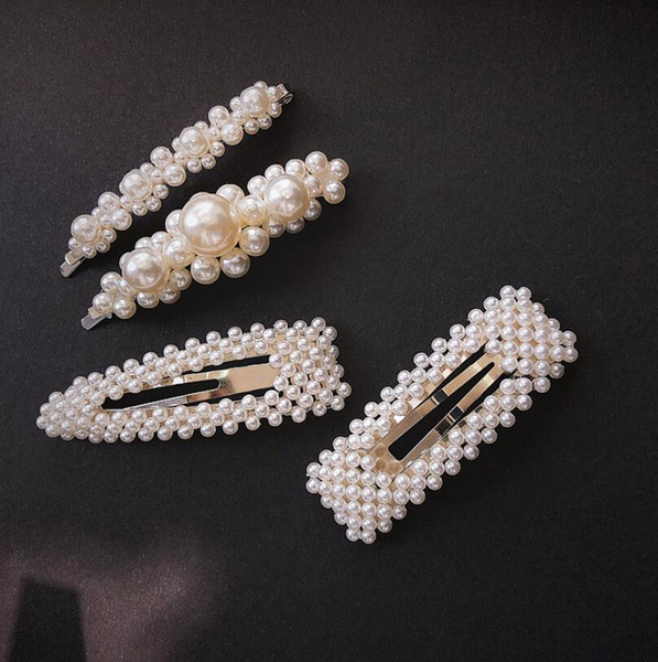 Women Pearl Word Hair Clip girl hair accessories head wear beautiful hairpins hair ornament free shipping