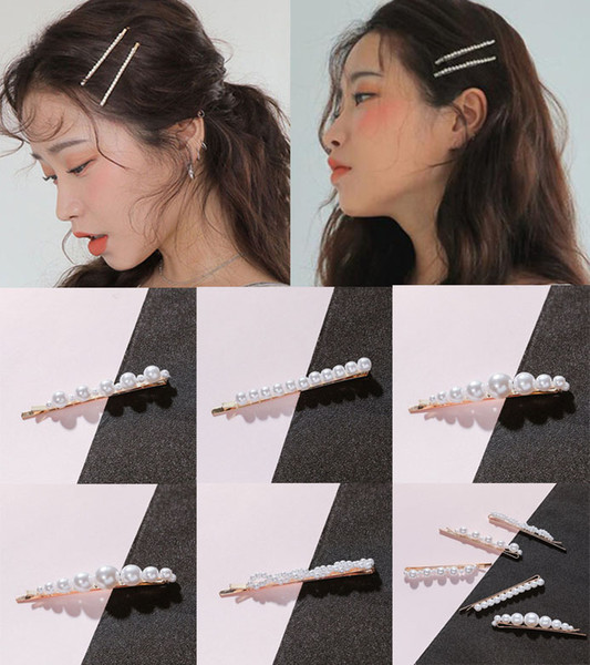 Hot Sale Popular Pearl Hair Clip Snap Barrette Stick Hairpin Hair Accessories For Women Lady Gift
