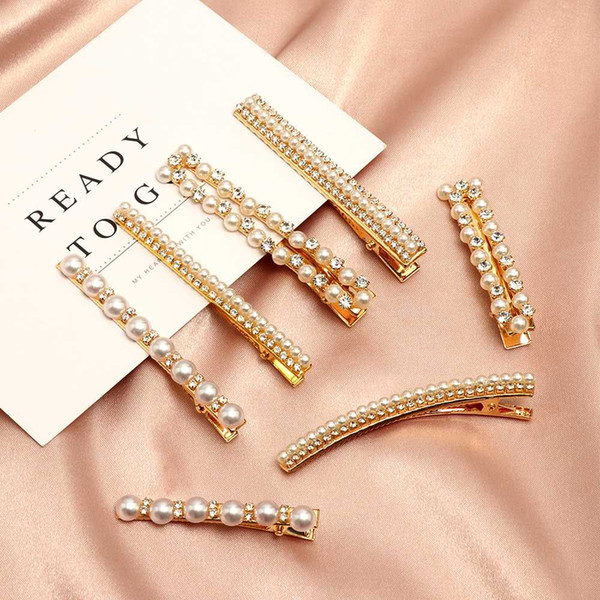 Korean Sweet Clips Women Fashion Hair Accessories Metal Pearl Hairpins Lady Simple Hair Clip Barrette Headwear Styling Tool
