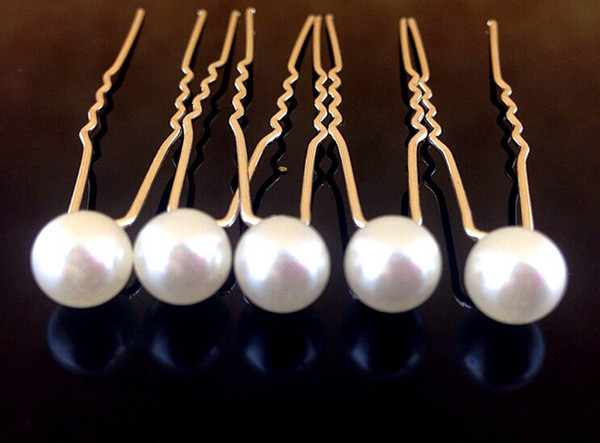 2015 Hot sales 50pcs/lot 10mm White Pearl Hair Pins Wedding Party Bride Hair Grips Woman Hair Clips