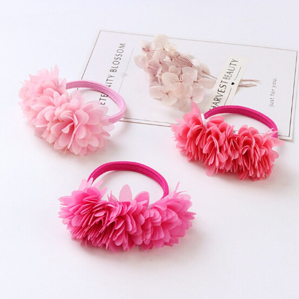 1pc Multi-layer Flower Elastic Hair Bands Girls' Hair Clips Kids Accessories Ponytail Holder Tie Gums Free Shipping