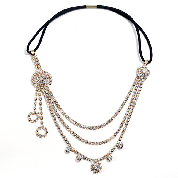 Noble lady temperament sweet flower headband elastic head chain hair accessories bride wedding dress with water drill