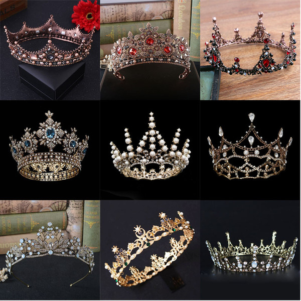 wholesale Vintage Baroque Queen Crown For Women Wedding Bridal Crown Headdress Hair Accessories Pageant Tiara Diadem