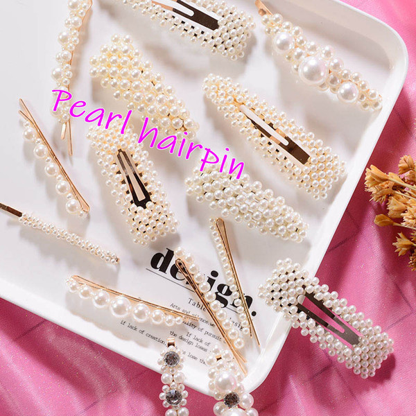 Fashion Pearl Hair Clip for Women Elegant Korean Design Snap Barrette Stick Gold/Silver Metal Alloy Hair Clip Water Drop Wedding