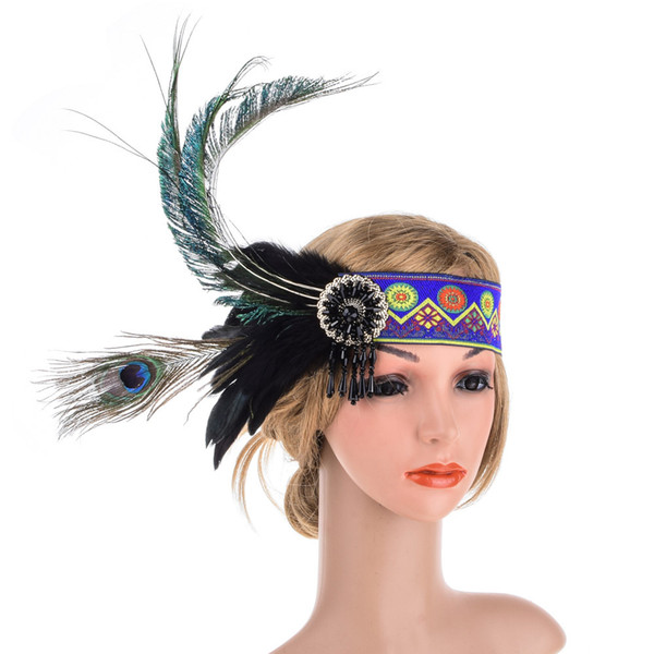 Bridal feather hair band tassel inlay bit solid color feather hair accessories custom wholesale