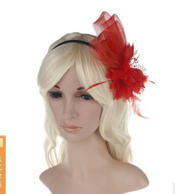 Explosive 11 color headwear, European and American fashion head button bridesmaid, Flower Hair button feather rabbit hair hoop W180