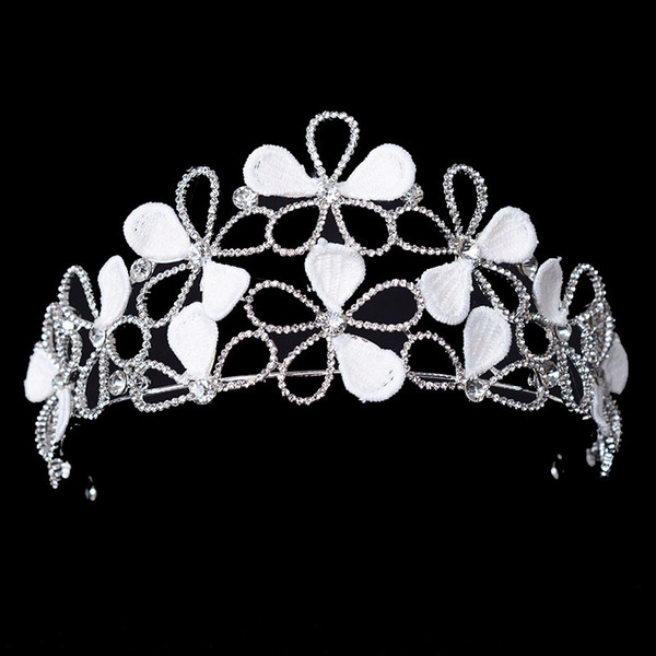 wholesale Tiara and Crown For Wedding Hair Accessories Cloth Butterfly Bow Rhinestone Tiara For Women Wedding Pageant Jewelry