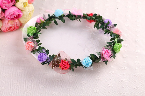 Bohemian Terylene Flower Wreath Garland Crown Festival Photography seaside Wedding Bridal Bridesmaid Floral Headband BOHO Headdress
