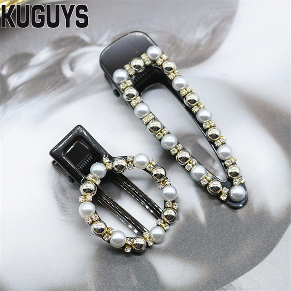 KUGUYS Fashion Jewelry White Pearl Round Barrettes for Women 5 Style Hair Clips Bead Strand Hairwear Fairy Accessories