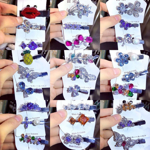 Wholesale Zircon plate Hair clips for women and girls sparkly TOP QUALITY Zircon Barrettes wedding hair jewelry cheap