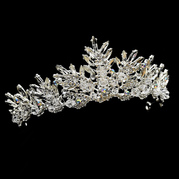 Wedding Crown Queen Bridal Tiaras Bride Crown Black Crystal Headband Wedding Accessories Diadem Mariage Hair Jewelry Ornaments