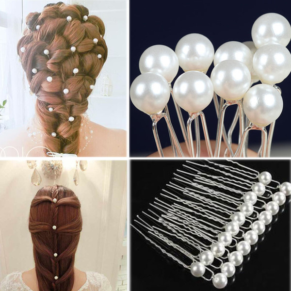 Women Lady Wedding Bridal Prom Party White Pearl Hair Pins Clips Barrette Hairpins Hair Accessories hair clip