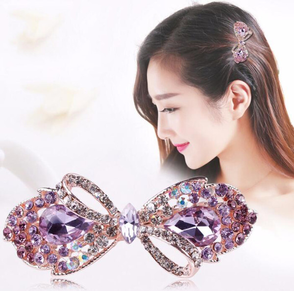3Pcs 2019 New Beautiful Bow Candy Designs Crystal Rhinestones Hair Clips Wedding Bridal Barrettes Hair Jewelry
