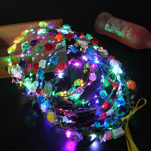 10 lamp - led wreath headdress bride wreath children princess tourist attractions hot sale with lights flash wreath free delivery.