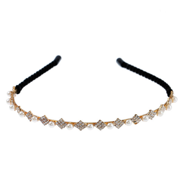 Women Girls Rhinestone Pearls Headband Hariband Headwear Wedding Party Bridal Crown Tiara Headdress Hair Band Accessories