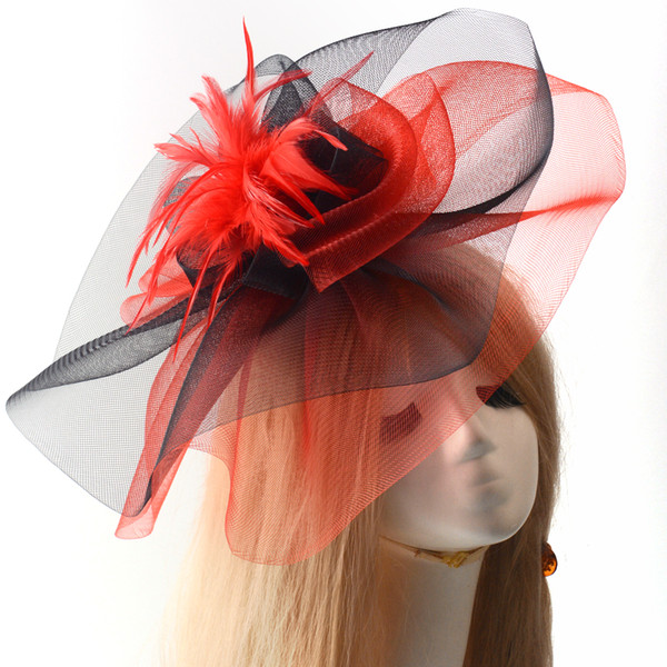 Large Hot Fashion Wedding Hats Bridal Accessories Church Hat Veil Netting Lady Women Hat for the Party Free Shipping