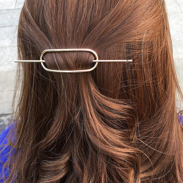Geometric Oval Hairpins Hair Stick Fork Vintage Simple Design Hair Clips Women Girls Hair Accessories for Wedding Party Beach Jewelry