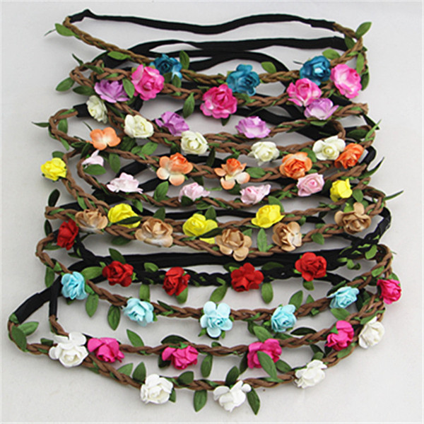 Women Bohemia Beach Flower Hair Bands Headband Hair Accessory Head wear women beach headband Wedding Party Festival Boho Style free shipping