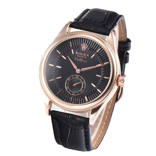 Classic Luxury Mens Watches Genuine Leather High Quality Waterproof Wristwatches Small Clock Working Christmas Gift RLX Watch