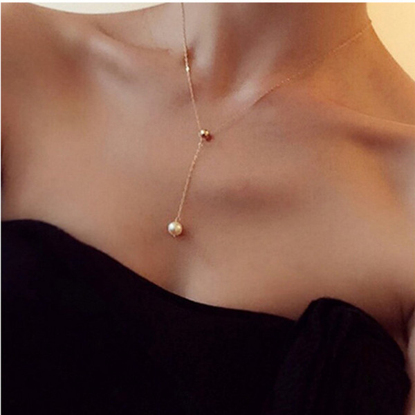 Necklace Pendant Woman Fashion Jewelry Pearl Gold Silver Moon Star Beach Summer Wholesale Pop Simple Gift