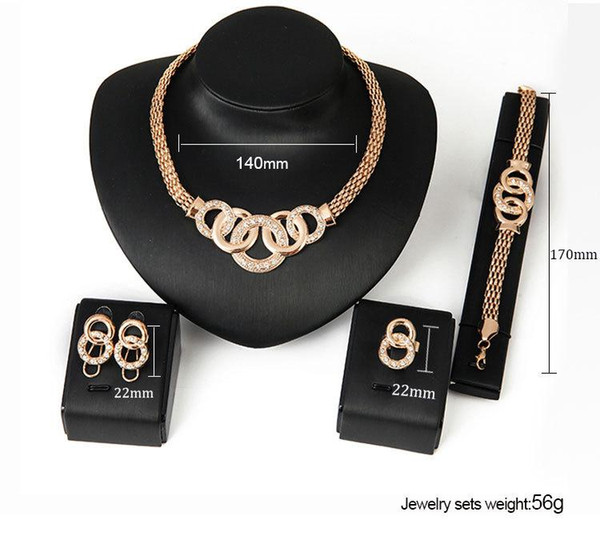 Bridesmaid Jewelry Set Wedding Necklace Gold Chains BraceletEarrings Indian African Jewelry Like Dubai 18k Gold Party Jewelry Sets