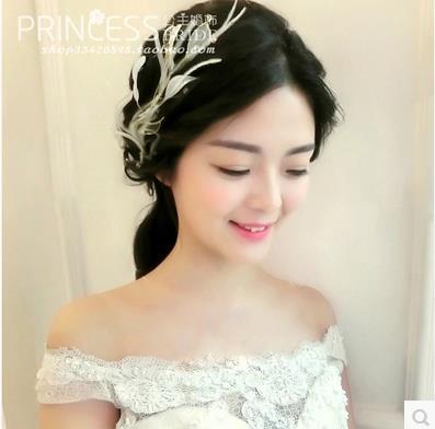 The bride headdress feathers hair pictures dress headdress flower accessories
