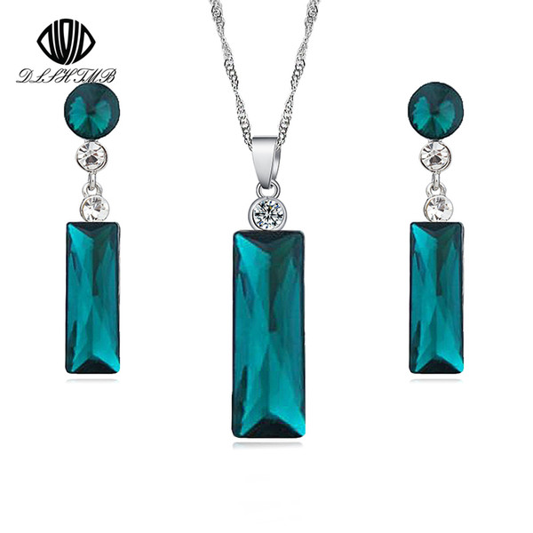 2017 Latest Crystal Jewelry Set Fashion Long Crystal Drop Earrings and Crystal Necklace Set for Women Gifts