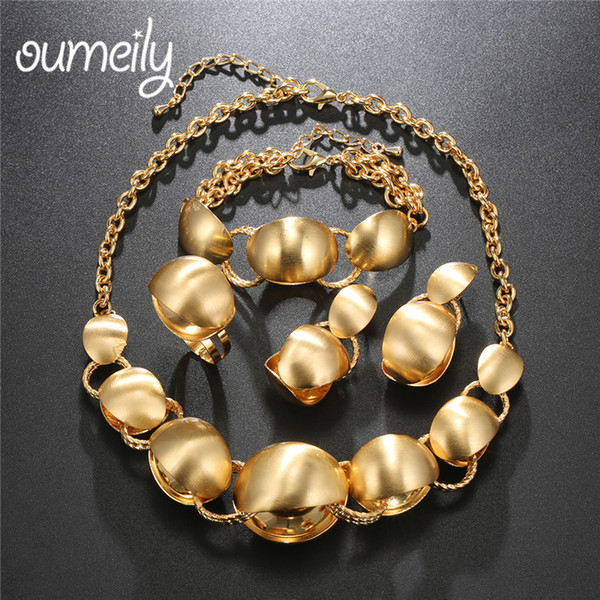 OUMEILY Costume African Jewelry Set Gold Color Vintage Nigerian Indian Party Wedding Jewellery Set Bridal Jewelry Accessories