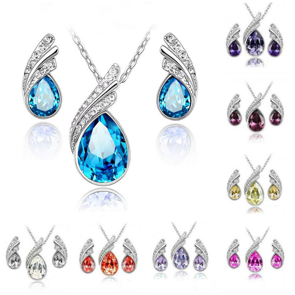 Bridesmaid Jewelry Sets Fashion Indian Wedding Jewelry Cheap Swarovski Crystal Earring and Necklace Sets Women Swarovski Party Jewelry Set