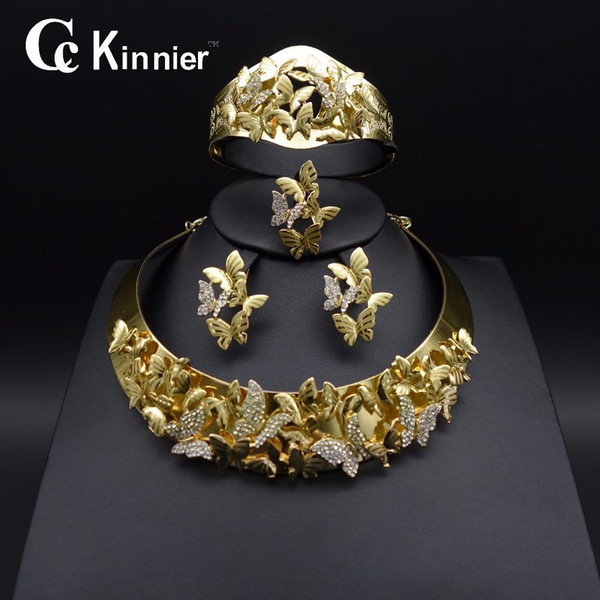 Fashion jewelry set Bridal Nigeria Dubai gold-color African beads jewelry Necklace Bangle Earring Ring wedding set