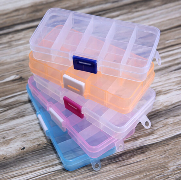 10 compartments Transparent Plastic Storage Box Multi-Lattice Stud Earrings Jewelry Box Finishing Separator HZ001