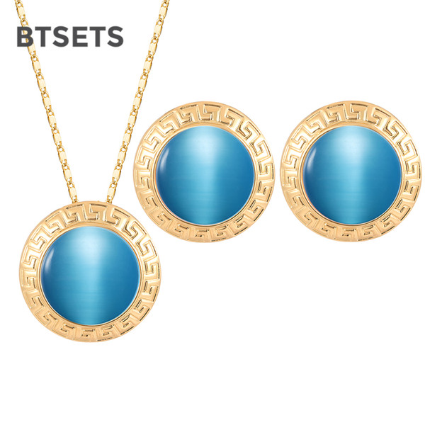 BTSETS Indian Bridal Jewelry Sets For Ladies African Beads Jewelry Set Trendy Round Wedding Turkish Opal Women Jewellery Set