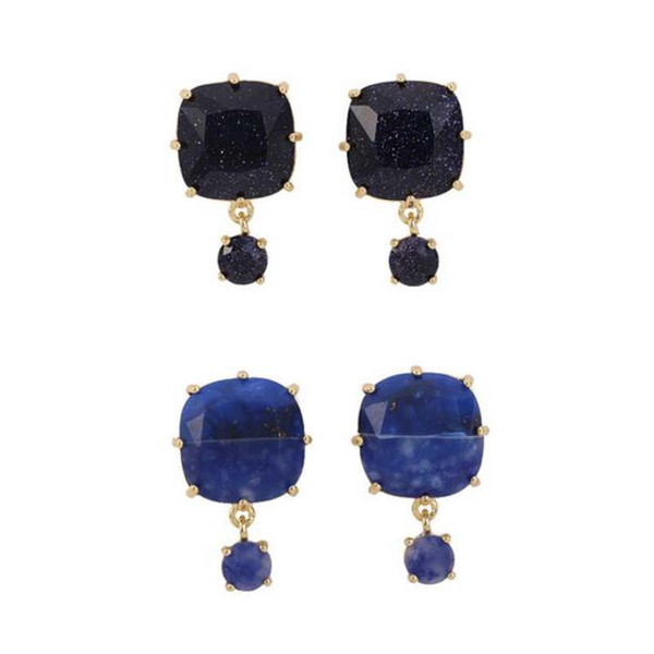 2019 New arrivals Handmade Faceted Black and blue gem Earring Glass Crystal Earrings Jewelry