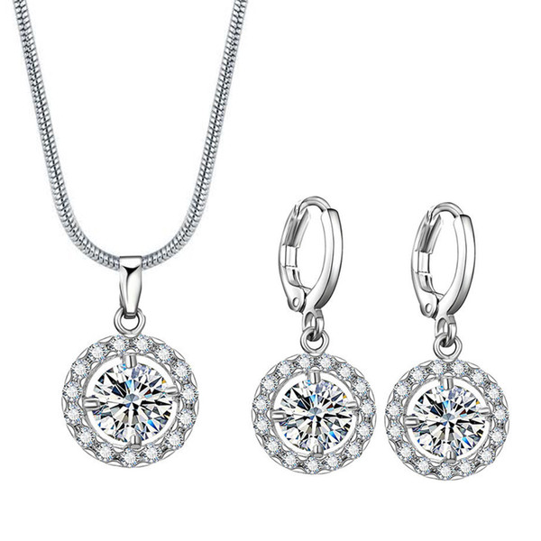 Utimtree Luxury Crystal Bridal Jewelry Set Gifts For Bridesmaids Party Simple Cubic Zirconia Brides Wedding Jewelry Sets Women