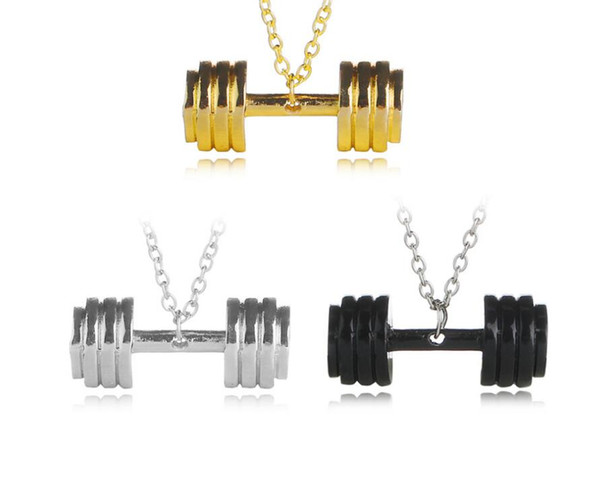 Vintage Fitness Dumbbell Necklaces Pendants Charms Collar Choker Statement Barbell Couple Necklaces For Women Jewelry Accessories Gift NEW