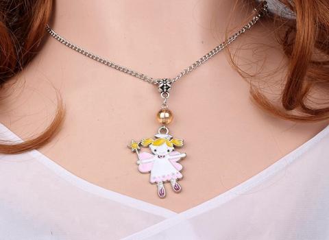 10PCS Fashion Enamel Alloy Cute little girl Necklaces Pendants Charms Collar Statement Choker Fashion Jewelry For Women V15
