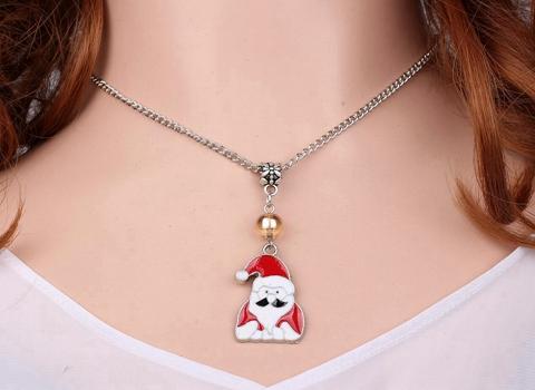 10PCS Fashion Enamel Alloy Santa Claus Necklaces Pendants Charms Collar Statement Choker Fashion Jewelry For Women V14