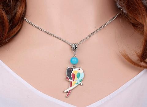 10PCS Fashion Enamel Alloy Parrot Necklaces Pendants Charms Collar Statement Choker Fashion Jewelry For Women V10
