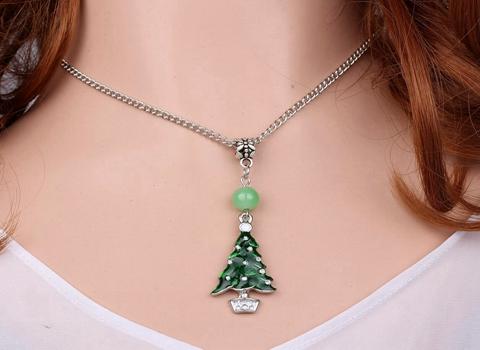 10PCS Fashion Enamel Alloy Crystal Beads Christmas Tree Necklaces Pendants Charms Collar Statement Choker Fashion Jewelry For Women V13