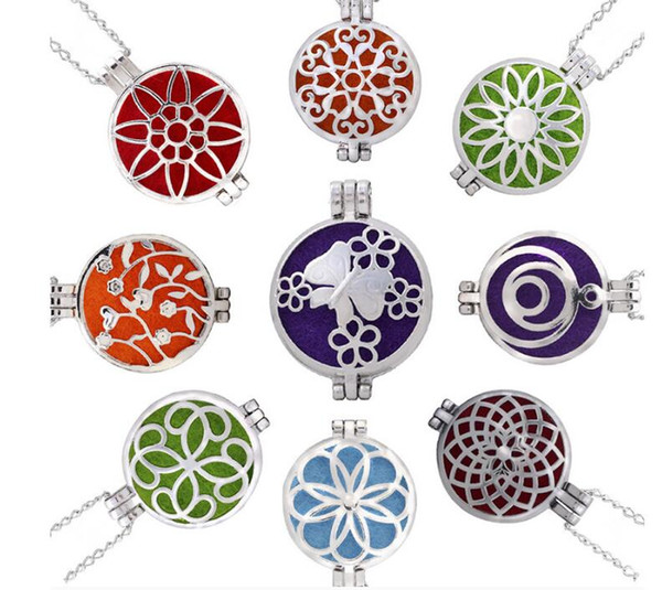 Flower Premium Aromatherapy Essential Oil Diffuser Necklace Locket Pendant Choker Necklace Women Fashion Jewelry Gift and 3 felt pads