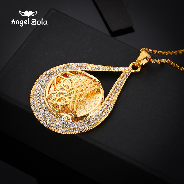 Hot sell Middle East Muslim Islamic Drilled Water Drop Totem Necklace Ms. Men's Necklace