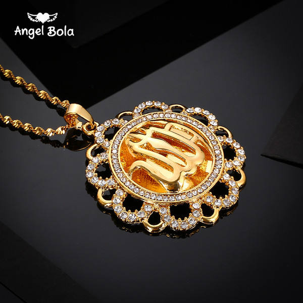 Fashion Pendant Necklaces Muslim jewelry Sun Totem Gold Color Religion Muslim Jewelry Vintage Necklace For Women Man