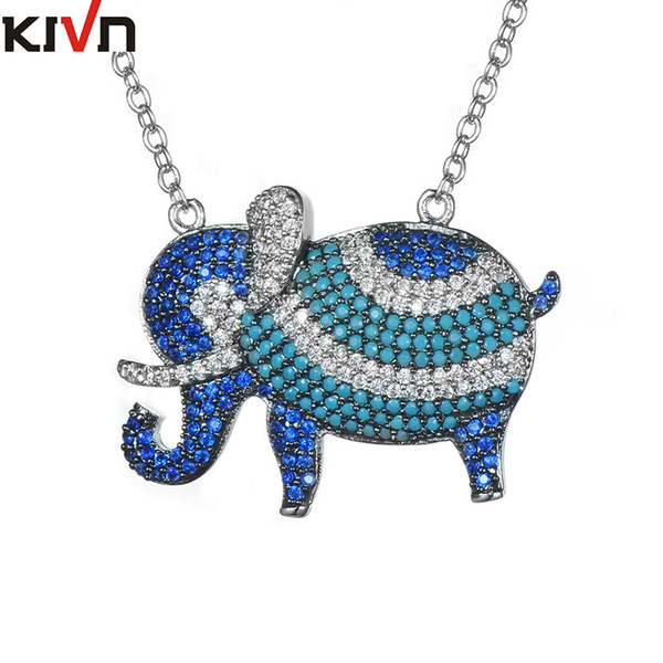 KIVN Fashion Jewelry CZ Cubic Zirconia Animal Cute Elephant Womens Girls Wedding Bridal Pendant Necklaces Birthday Gifts