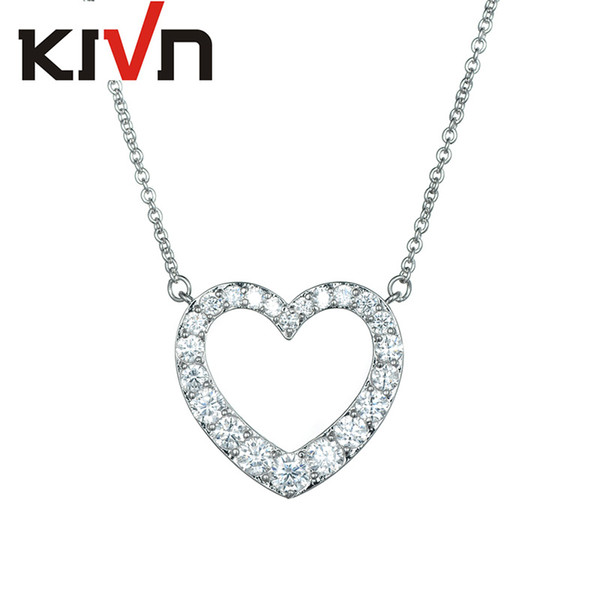 KIVN Fashion Jewelry CZ Cubic Zirconia Heart Women Girls Wedding Bridal Pendant Necklaces Christmas Promotion Birthday Gifts